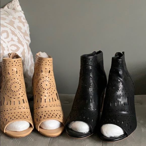 TWO Pairs of Cutout Peeptoe Brand New Booties - Picture 3 of 7